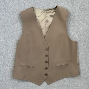 Yves Saint Laurent Suit Vest Mens Medium Beige 5 Button Logo Lined Formal